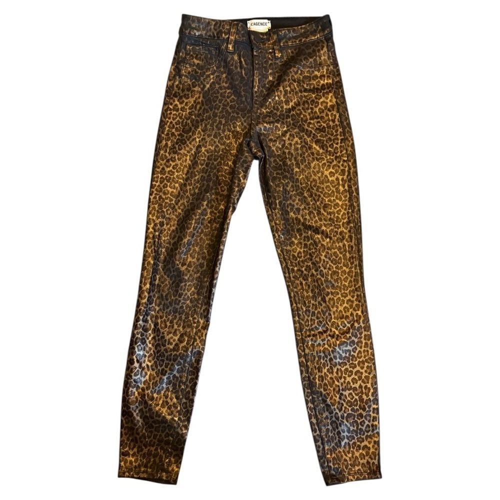 L’AGENCE Margot High Rise Leopard Skinny Jeans | Brown Animal Print | Size 24